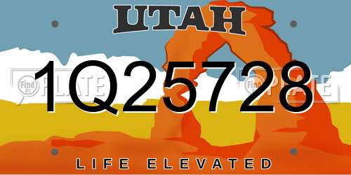 1Q25728 Utah License Plate