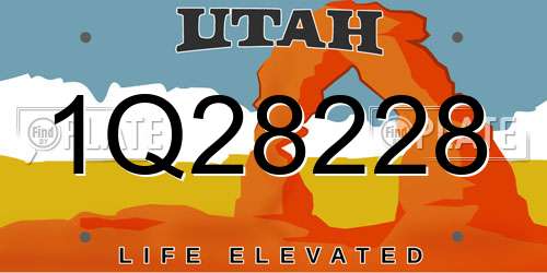 1Q28228 Utah License Plate