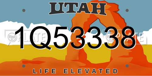 1Q53338 Utah License Plate