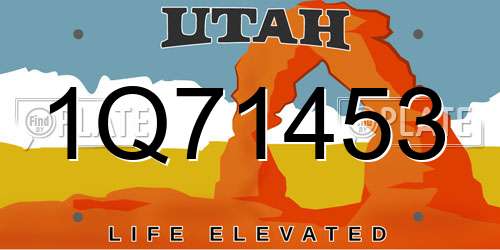1Q71453 Utah License Plate