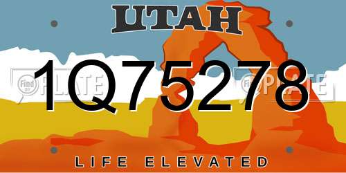 1Q75278 Utah License Plate