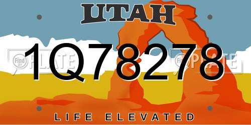 1Q78278 Utah License Plate