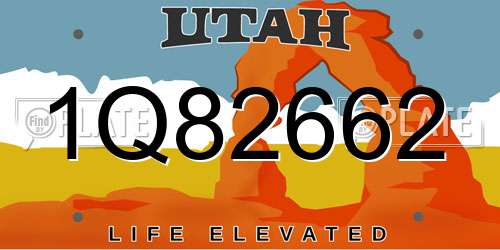 1Q82662 Utah License Plate