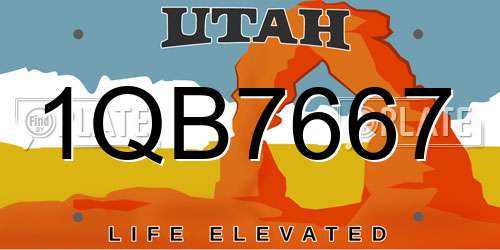1QB7667 Utah License Plate