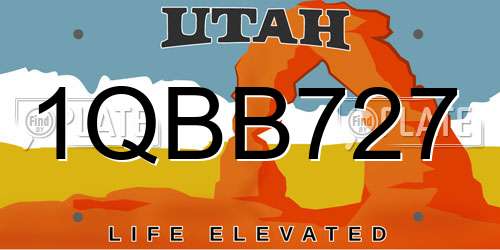 1QBB727 Utah License Plate