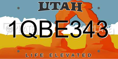 1QBE343 Utah License Plate