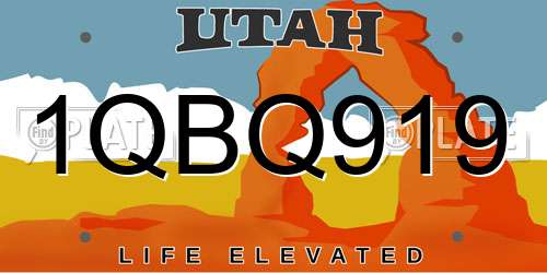 1QBQ919 Utah License Plate