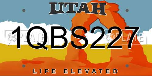 1QBS227 Utah License Plate