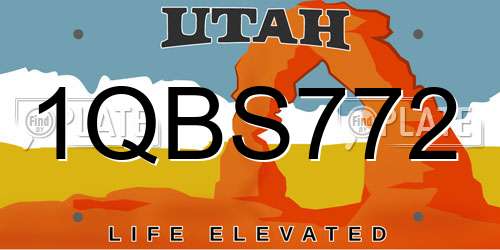 1QBS772 Utah License Plate