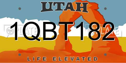 1QBT182 Utah License Plate