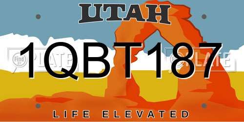 1QBT187 Utah License Plate