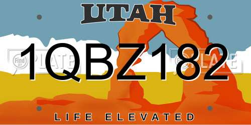 1QBZ182 Utah License Plate