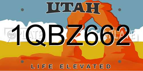 1QBZ662 Utah License Plate