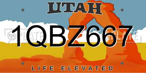 1QBZ667 Utah License Plate
