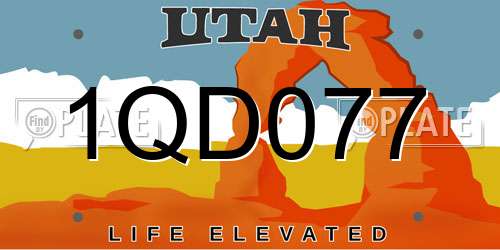 1QD077 Utah License Plate