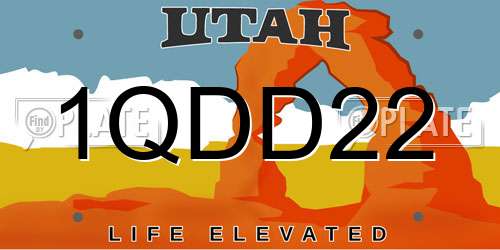 1QDD22 Utah License Plate