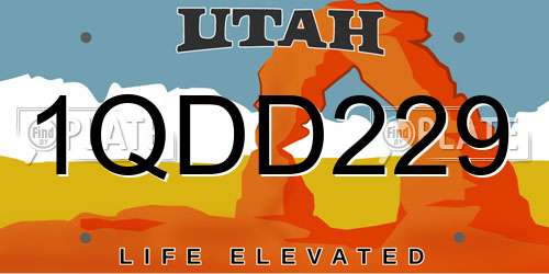 1QDD229 Utah License Plate