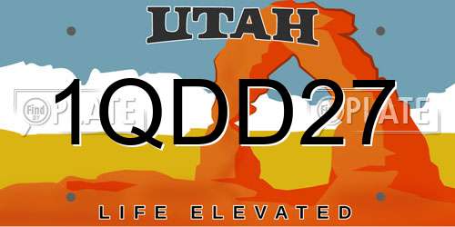 1QDD27 Utah License Plate