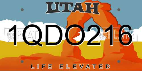 1QDO216 Utah License Plate
