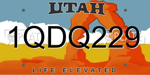 1QDQ229 Utah License Plate