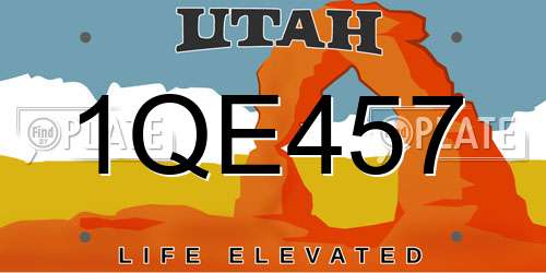 1QE457 Utah License Plate