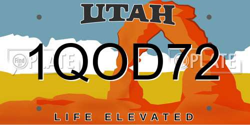 1QOD72 Utah License Plate