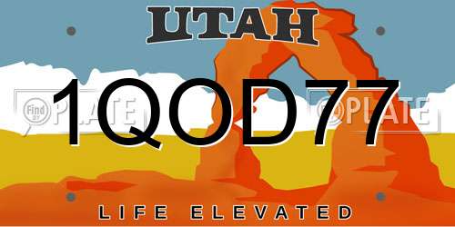 1QOD77 Utah License Plate