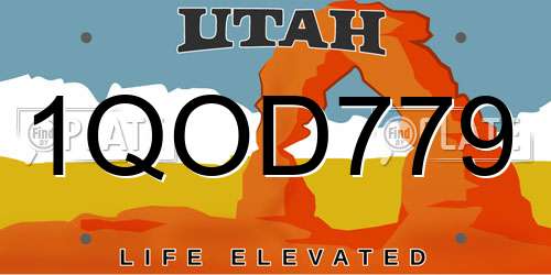 1QOD779 Utah License Plate