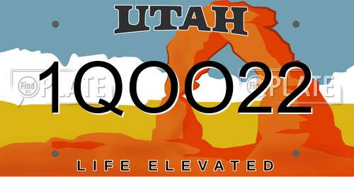 1QOO22 Utah License Plate