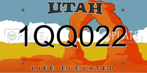 1QQ022 Utah License Plate