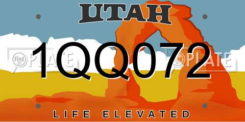 1QQ072 Utah License Plate