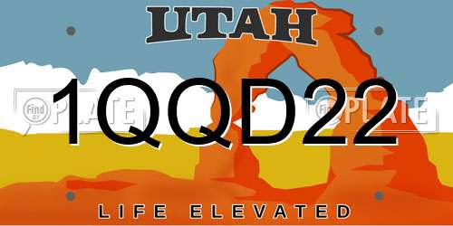 1QQD22 Utah License Plate