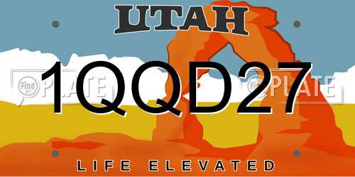 1QQD27 Utah License Plate