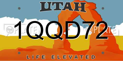 1QQD72 Utah License Plate