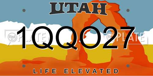 1QQO27 Utah License Plate