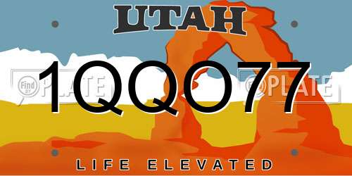 1QQO77 Utah License Plate