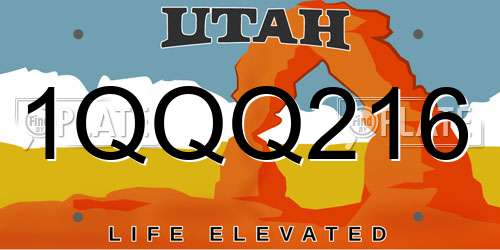 1QQQ216 Utah License Plate