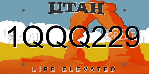 1QQQ229 Utah License Plate