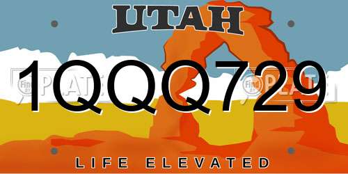 1QQQ729 Utah License Plate