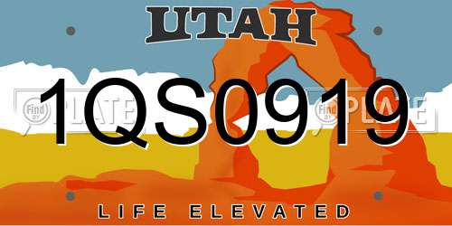 1QS0919 Utah License Plate