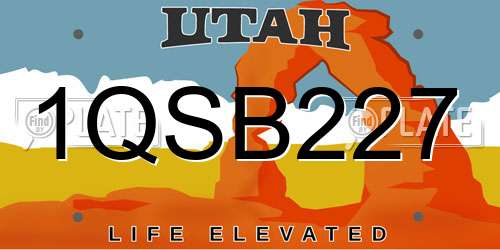 1QSB227 Utah License Plate