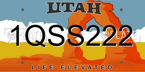 1QSS222 Utah License Plate