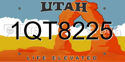 1QT8225 Utah License Plate