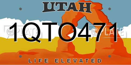 1QTO471 Utah License Plate