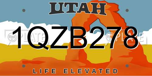 1QZB278 Utah License Plate