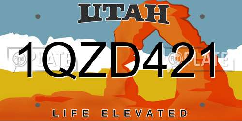1QZD421 Utah License Plate