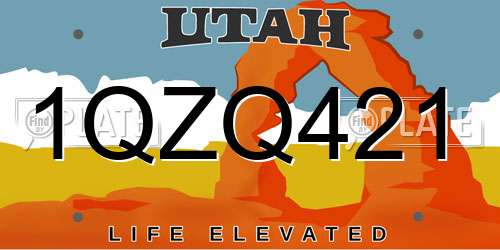 1QZQ421 Utah License Plate