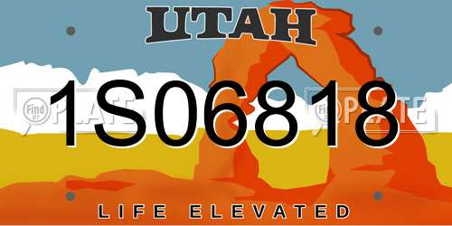 1S06818 Utah License Plate