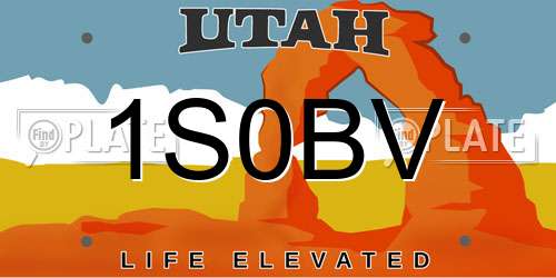 1S0BV Utah License Plate