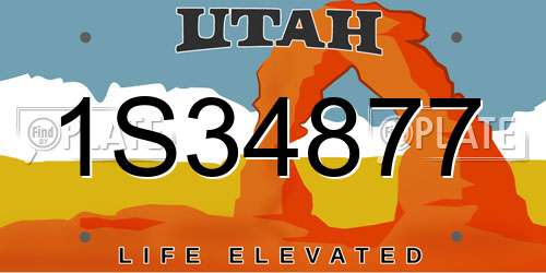 1S34877 Utah License Plate